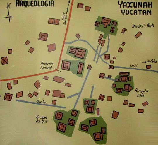 Map of Yaxunah Ruins